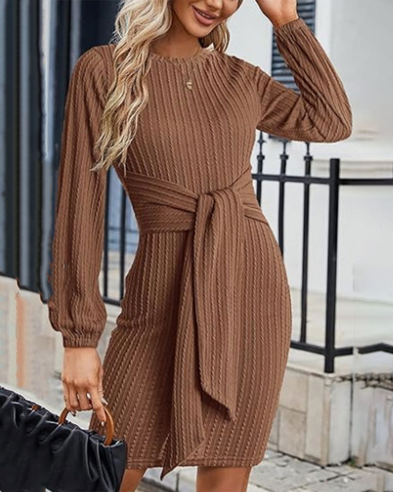 Vibecurve® Women's Elegant Knit Dress Long Lantern Sleeve