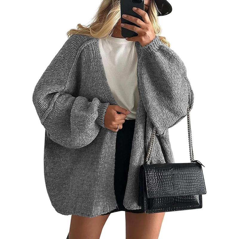 Vibecurve® Oversized Cardigan Sweater Fall Long Lantern Sleeve Knit