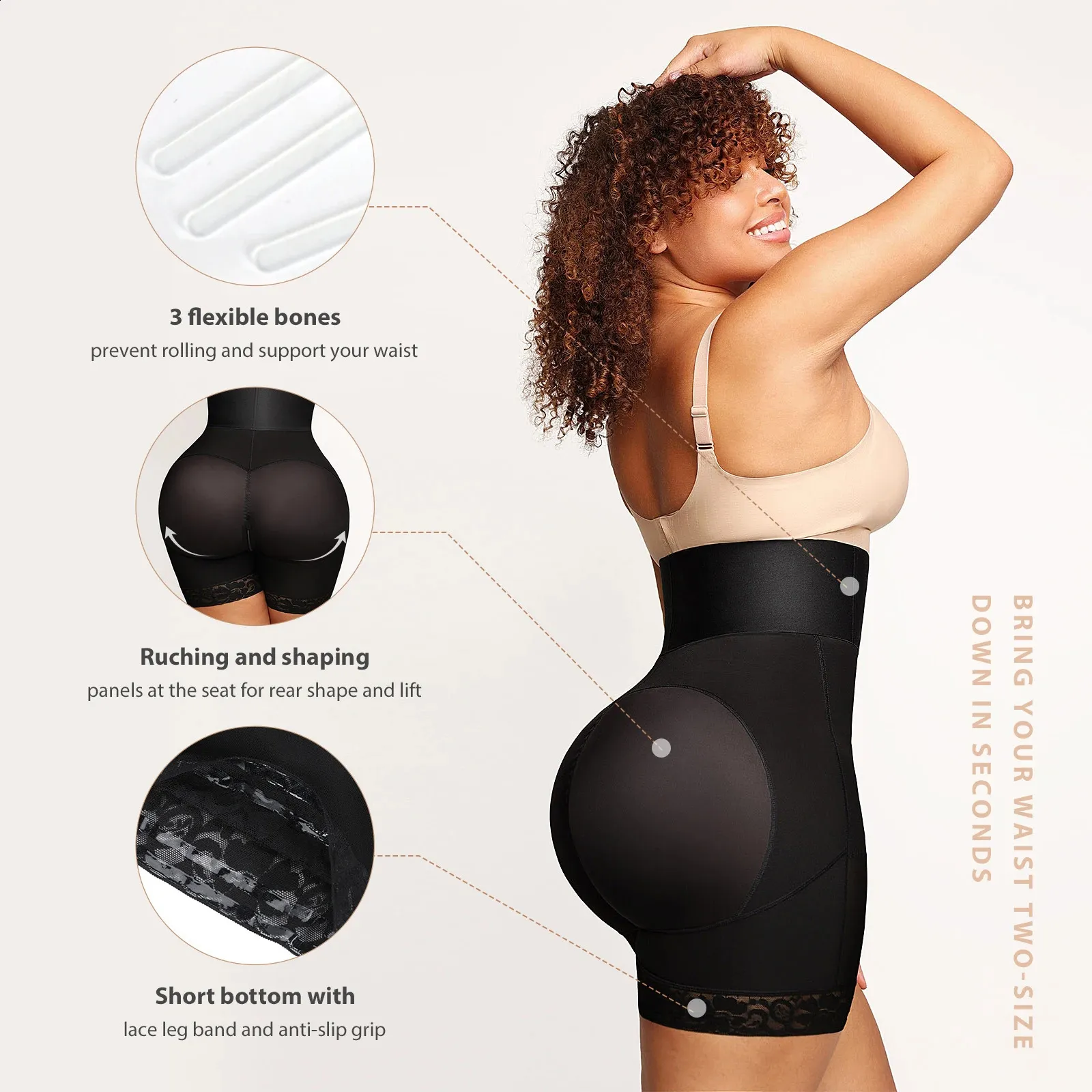 High Waist Body Shaper for Women - Tummy Control, Butt Lift, Breathable Shapewear Shorts
