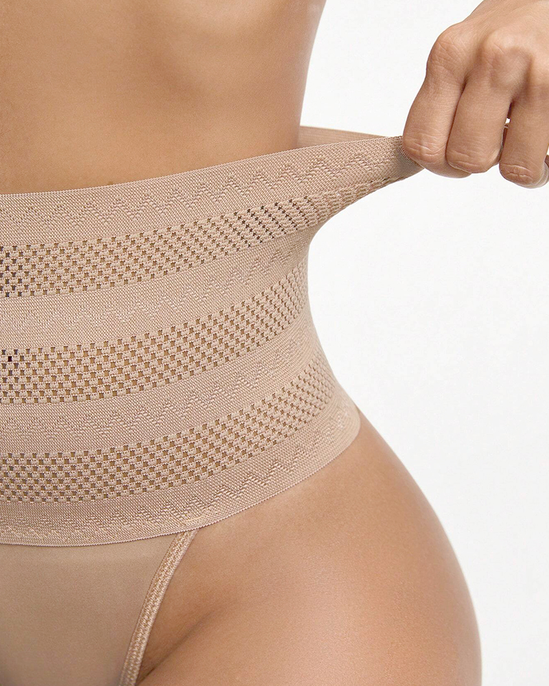 Women's High Waist Shaping Thong Breathable Tummy Control  Shapewear Panty