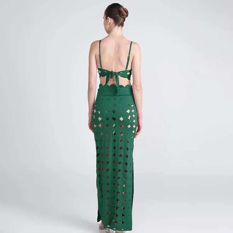 Vibecurve® Laser Cutting Circularity Bikini Swimsuit and Split Skirt