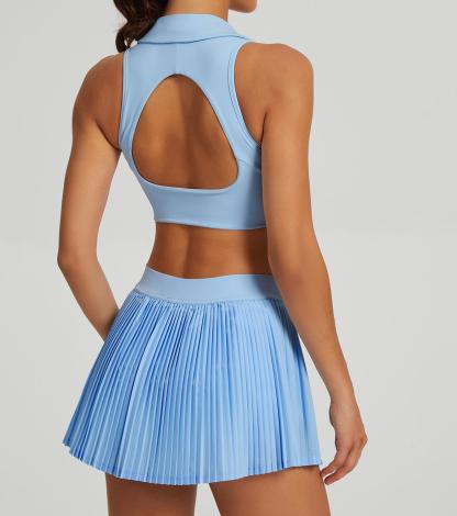 Vibecurve® Breathable Back Yoga Suit Short Skirt Tennis Suit