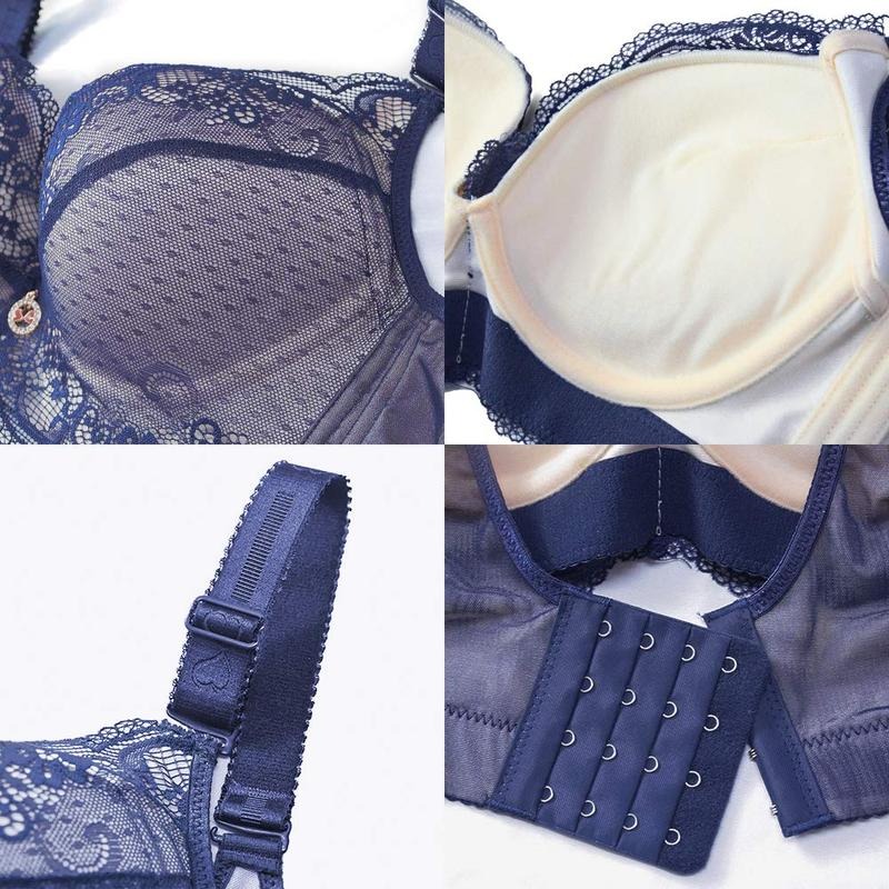 Vibecurve® Padded Push Up Lace Bras for Women Underwire Bras Comfort Floral