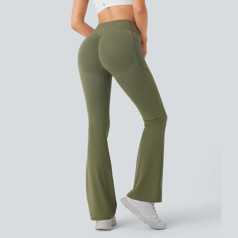 Vibecurve® High Waisted Scrunch Butt Lifting Tummy Control Pocket Shaping Yoga Bootcut Leggings