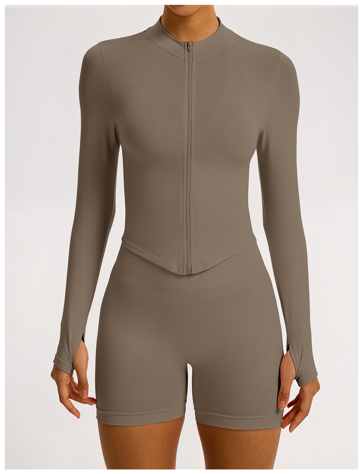 Vibecurve® Zipper Stand Collar Long Sleeve Yoga Jacket