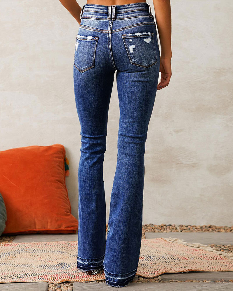 Vibecurve® High Waist Boyfriends Straight Leg Stretchy Denim Pants