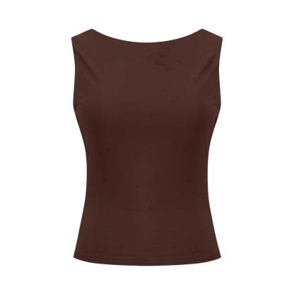 Vibecurve® Women's Sexy Backless Sleeveless Short Top With High Neck Slim Y2k Short T-Shirt