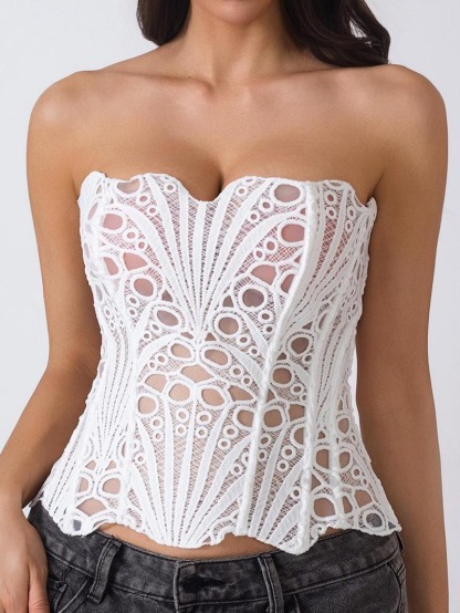 Vibecurve® Women's Lace Up Shapewear Tube Top Tummy Control Shapewear for Women