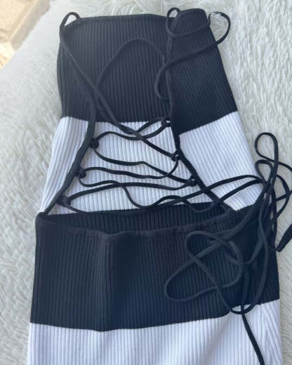 Vibecurve® Sexy Back Striped Knitted Dress