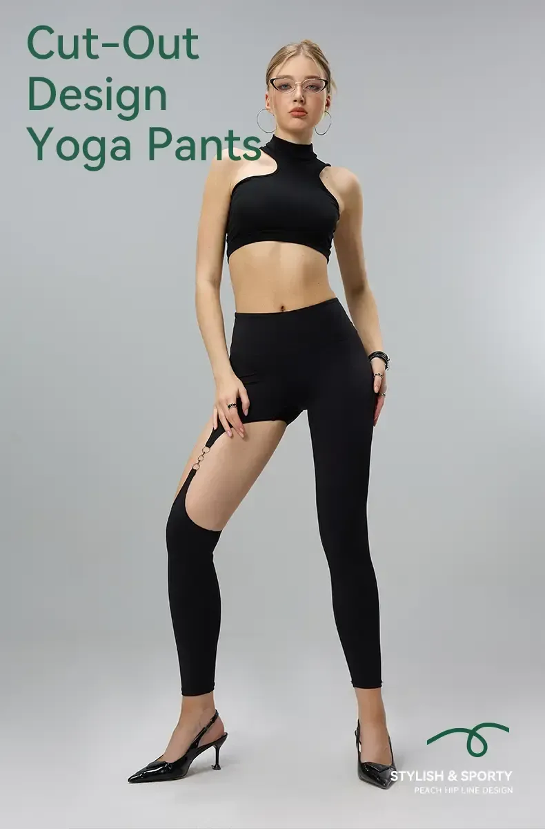 Vibecurve® Sexy Metal Button Hollow Yoga Pants