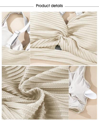 Vibecurve® Women's Textured Bikini Sets Twist Front Top Swimsuits High Waisted Bathing Suits