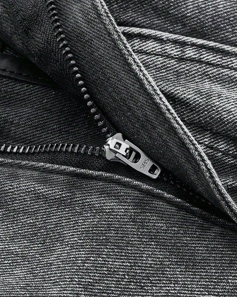 Vibecurve® Grunge Punk Free Punk Style Black Star Patch Embroidered Gray Cargo Pocket Women Denim Shorts