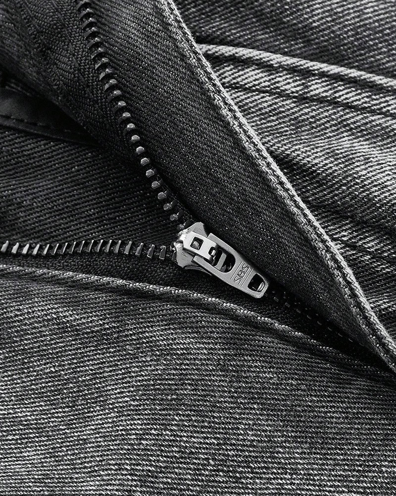 Vibecurve® Grunge Punk Free Punk Style Black Star Patch Embroidered Gray Cargo Pocket Women Denim Shorts