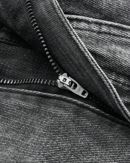 Vibecurve® Grunge Punk Free Punk Style Black Star Patch Embroidered Gray Cargo Pocket Women Denim Shorts