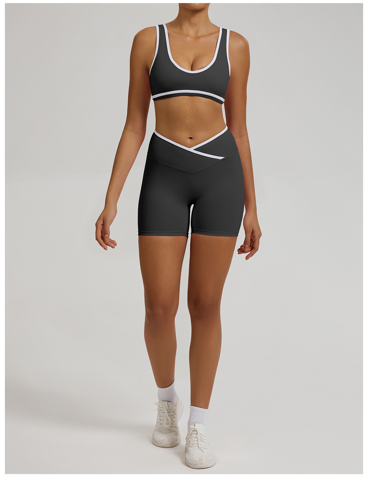 Vibecurve®Contrast Color Crossover High Waist Shorts