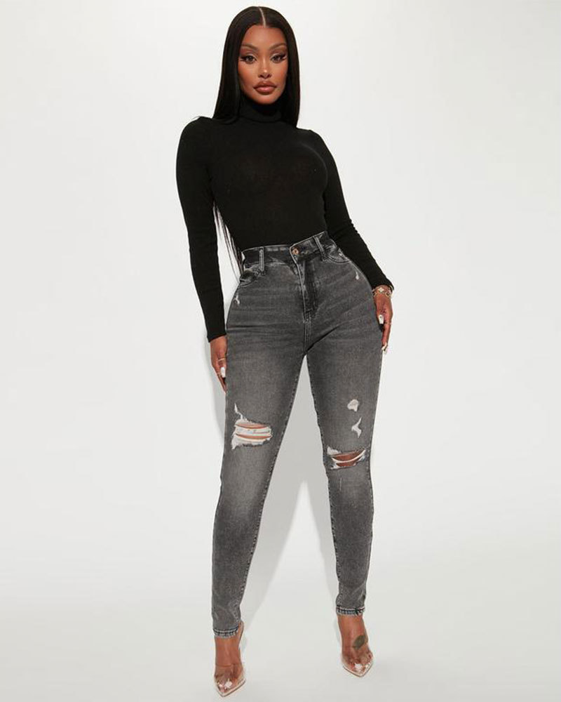 Vibecurve® High Stretch Skinny Jeans - Black Wash