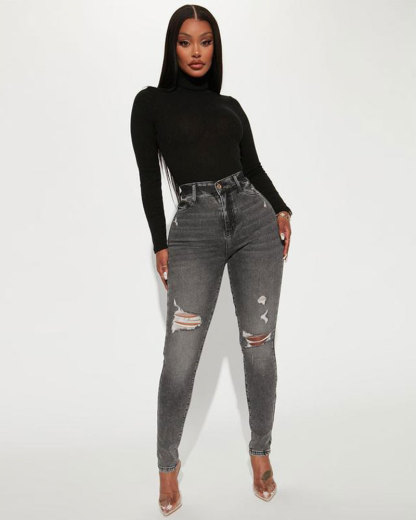 Vibecurve® High Stretch Skinny Jeans - Black Wash