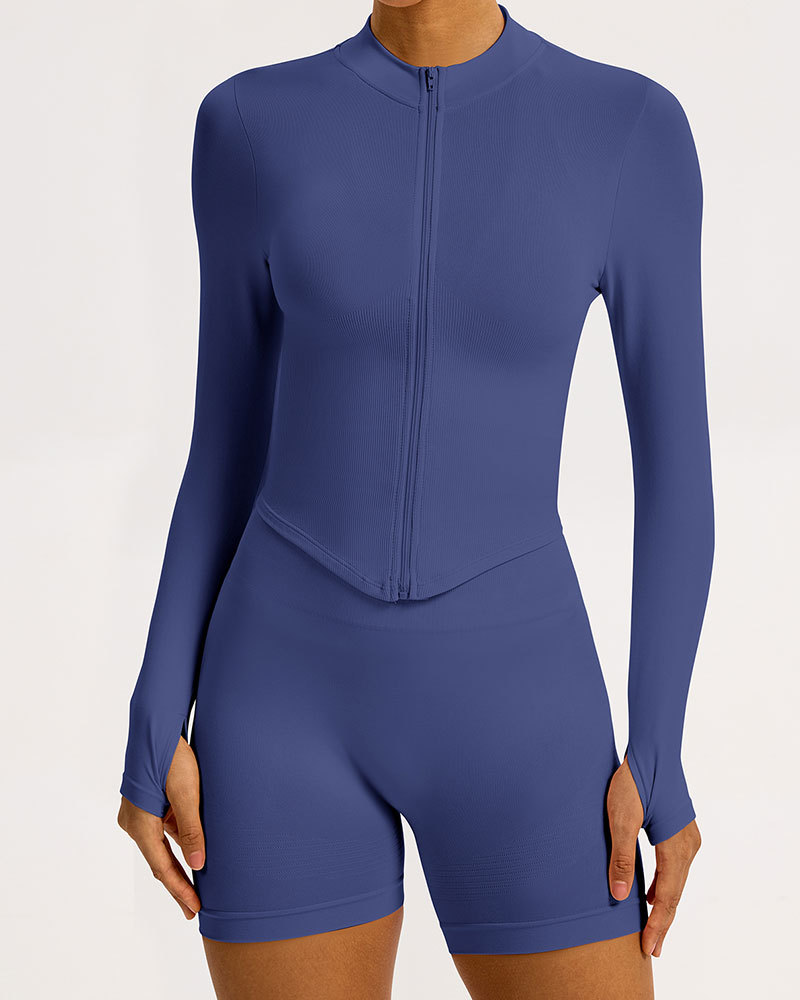 Vibecurve® Zipper Stand Collar Long Sleeve Yoga Jacket