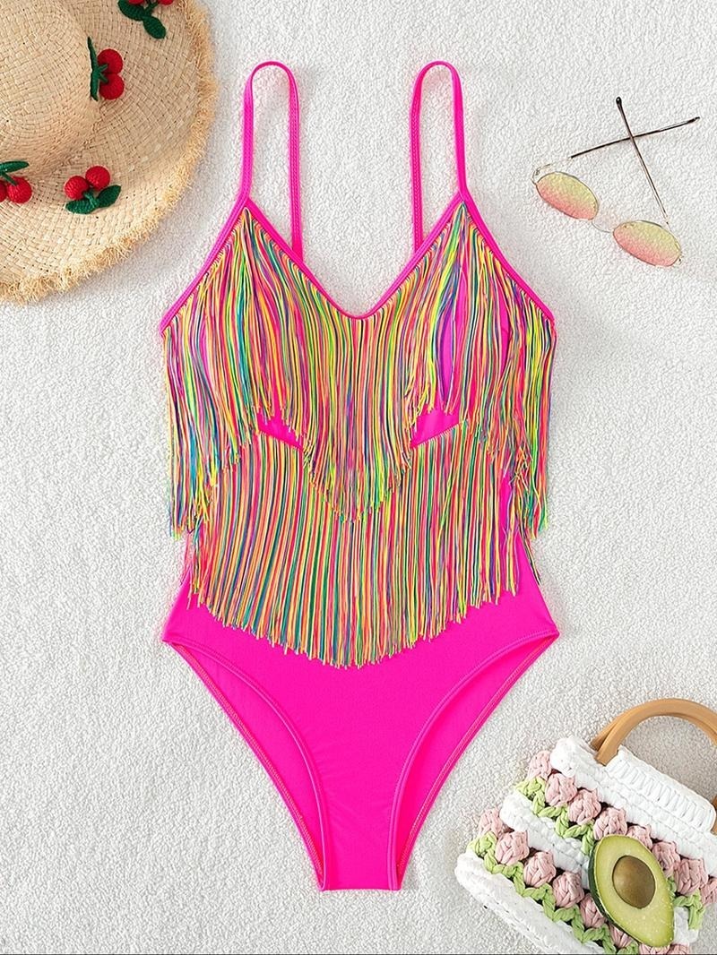 Vibecurve® Women's Fringe Trim One-piece Swimsuit