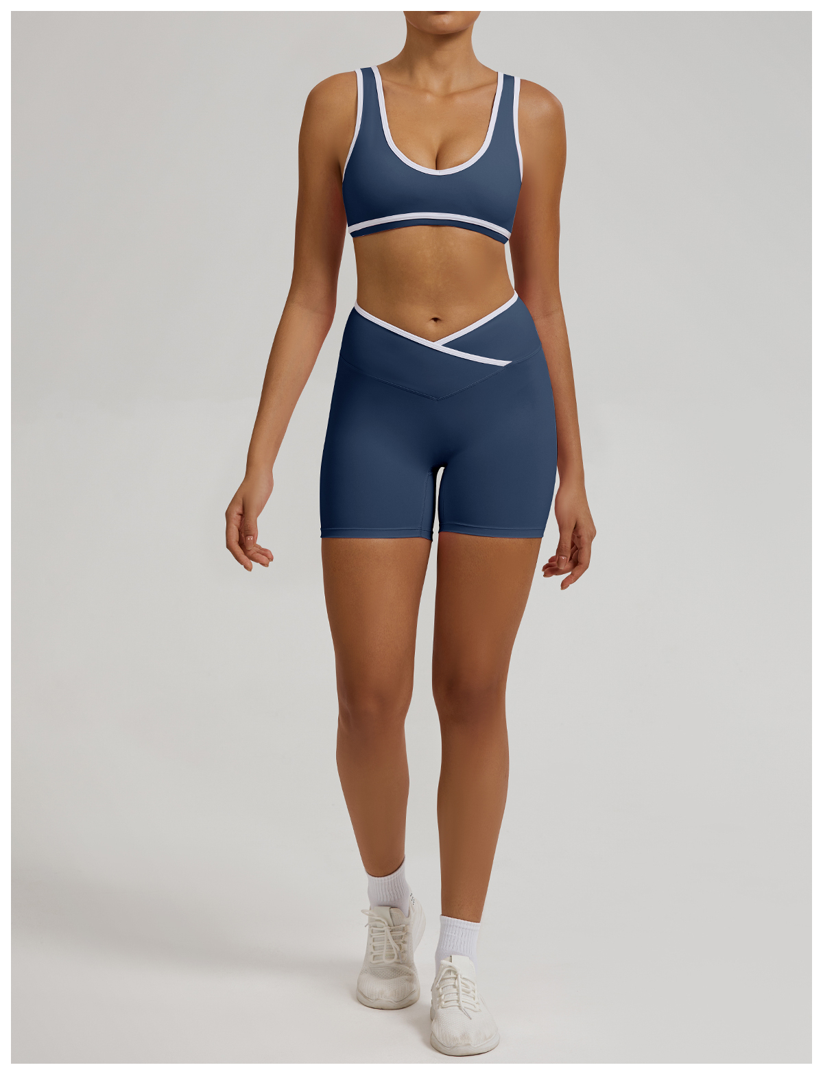 Vibecurve®Contrast Color Crossover High Waist Shorts