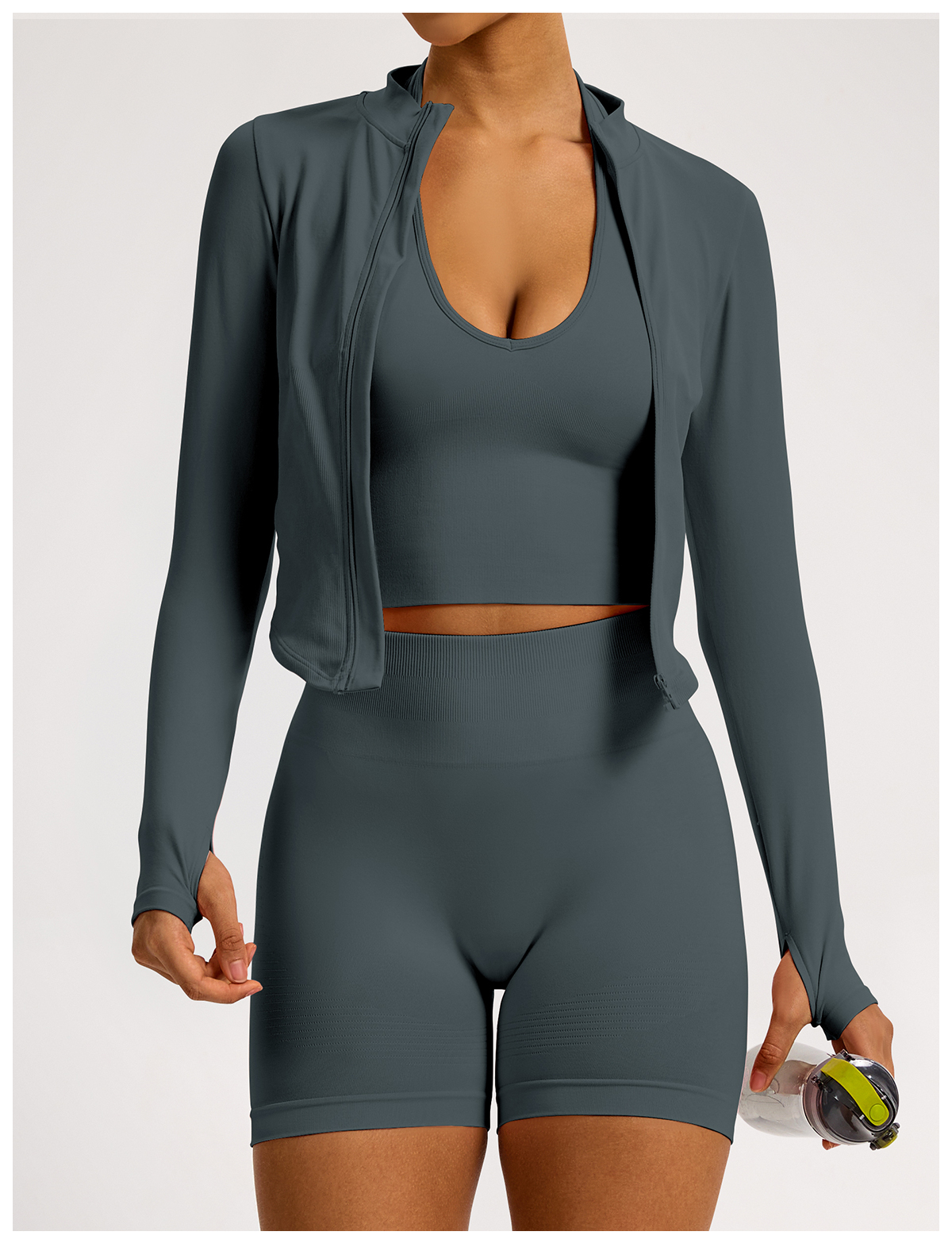 Vibecurve® Zipper Stand Collar Long Sleeve Yoga Jacket