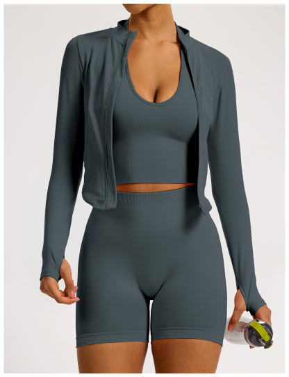 Vibecurve® Zipper Stand Collar Long Sleeve Yoga Jacket