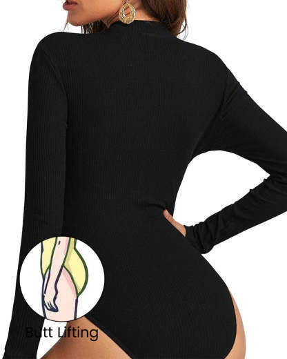 Vibecurve® Ribbed Long Sleeve Half-Zip Shaping Bodysuit