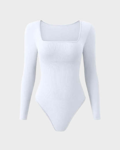 Vibecurve® Ribbed Square Neck Long Sleeve Bodysuit