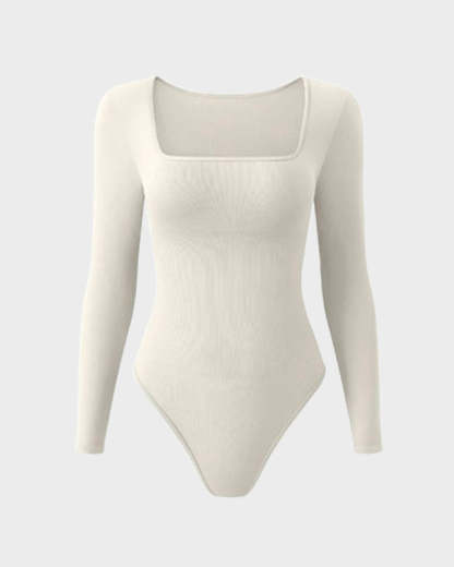 Vibecurve® Ribbed Square Neck Long Sleeve Bodysuit