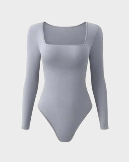 Vibecurve® Ribbed Square Neck Long Sleeve Bodysuit