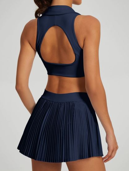 Vibecurve® Breathable Back Yoga Suit Short Skirt Tennis Suit