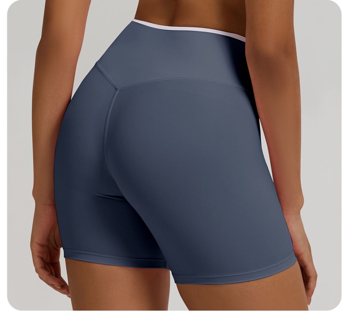 Vibecurve®Contrast Color Crossover High Waist Shorts