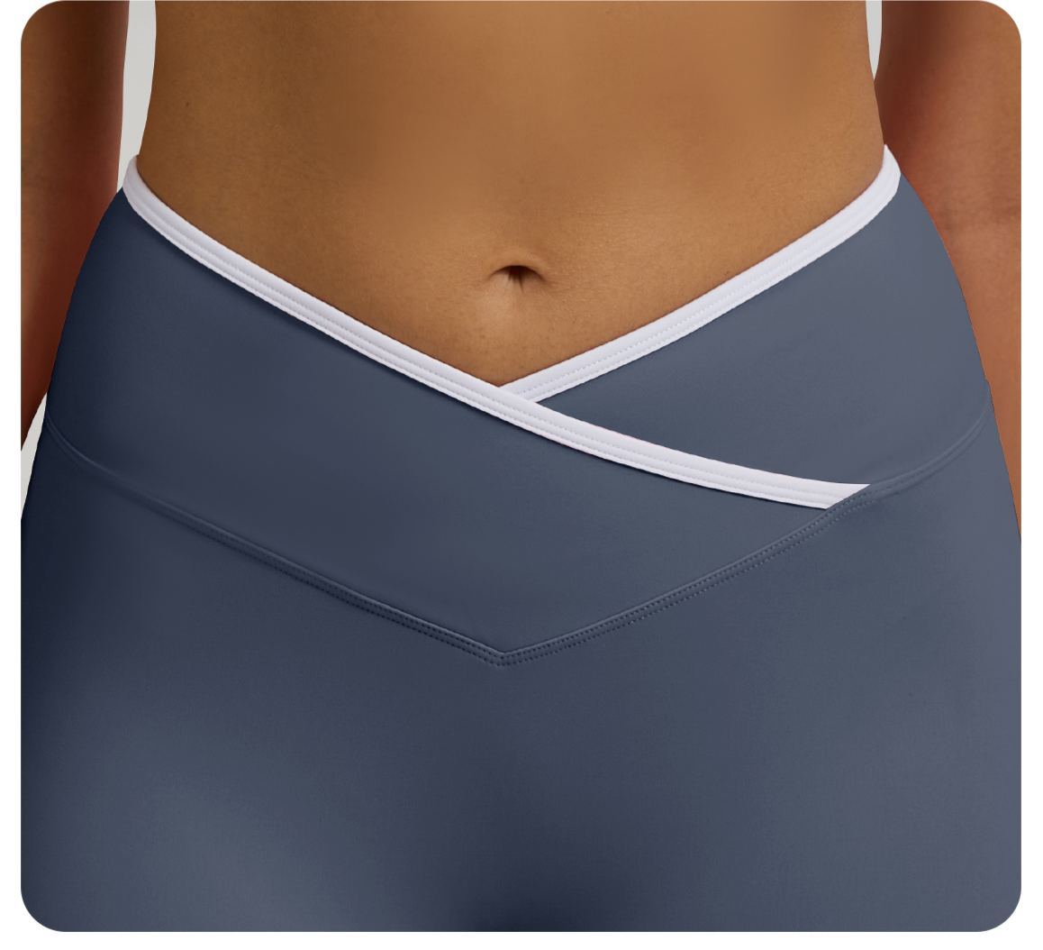 Vibecurve®Contrast Color Crossover High Waist Shorts