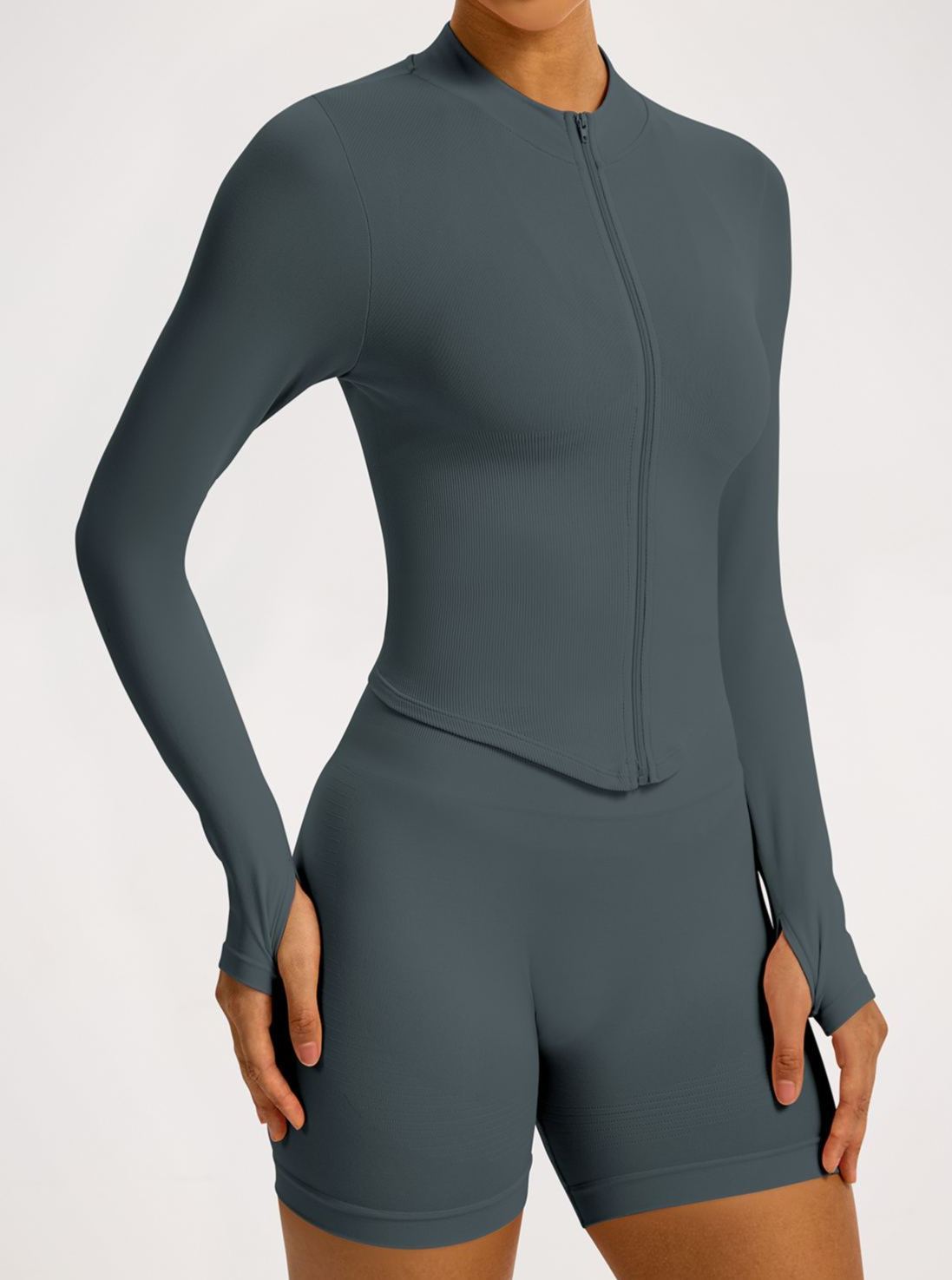 Vibecurve® Zipper Stand Collar Long Sleeve Yoga Jacket