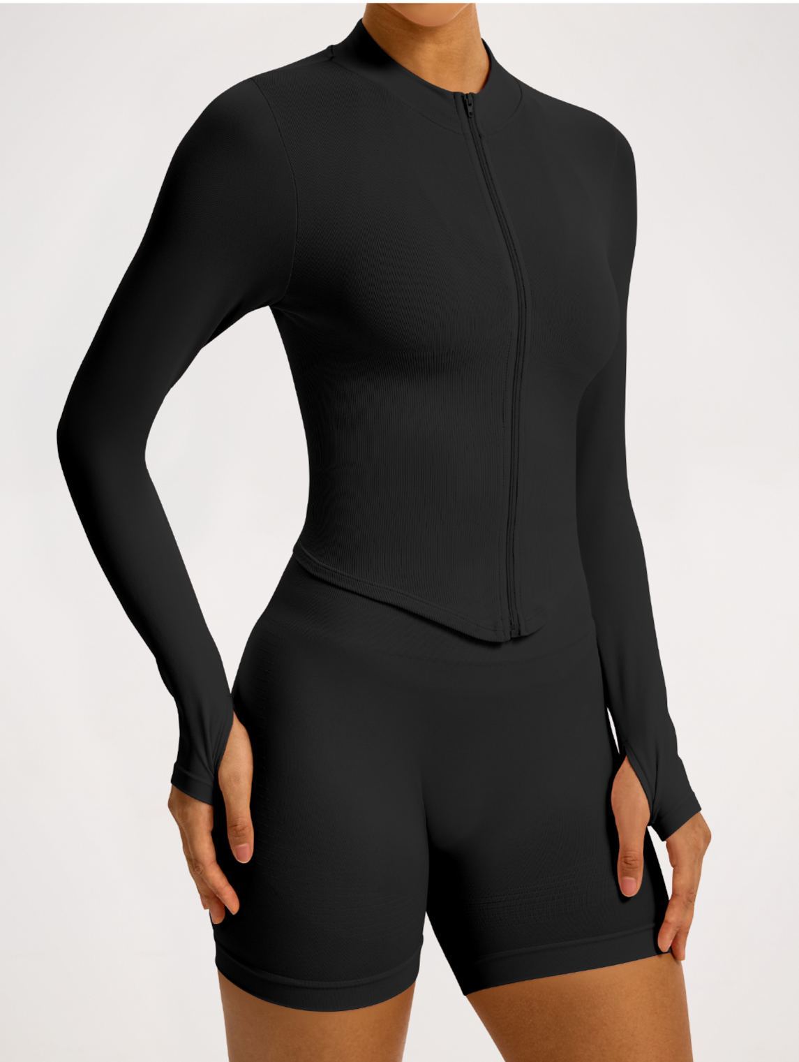 Vibecurve® Zipper Stand Collar Long Sleeve Yoga Jacket