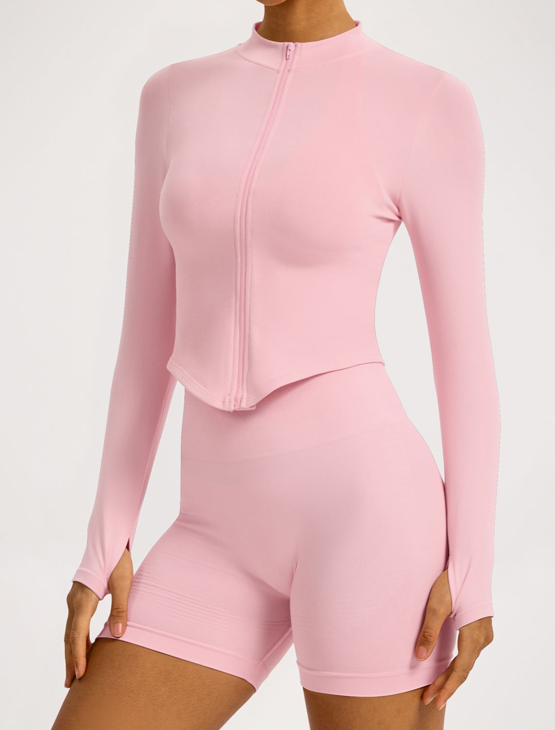 Vibecurve® Zipper Stand Collar Long Sleeve Yoga Jacket