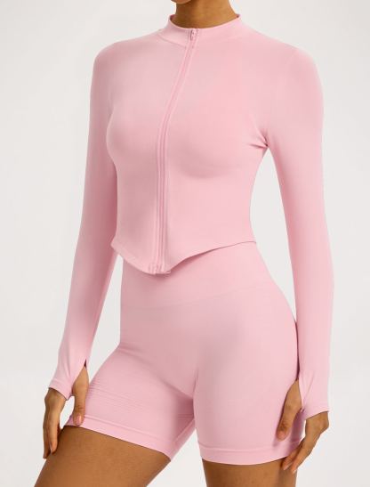 Vibecurve® Zipper Stand Collar Long Sleeve Yoga Jacket