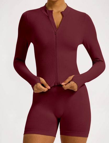 Vibecurve® Zipper Stand Collar Long Sleeve Yoga Jacket