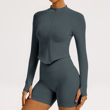 Vibecurve® Zipper Stand Collar Long Sleeve Yoga Jacket