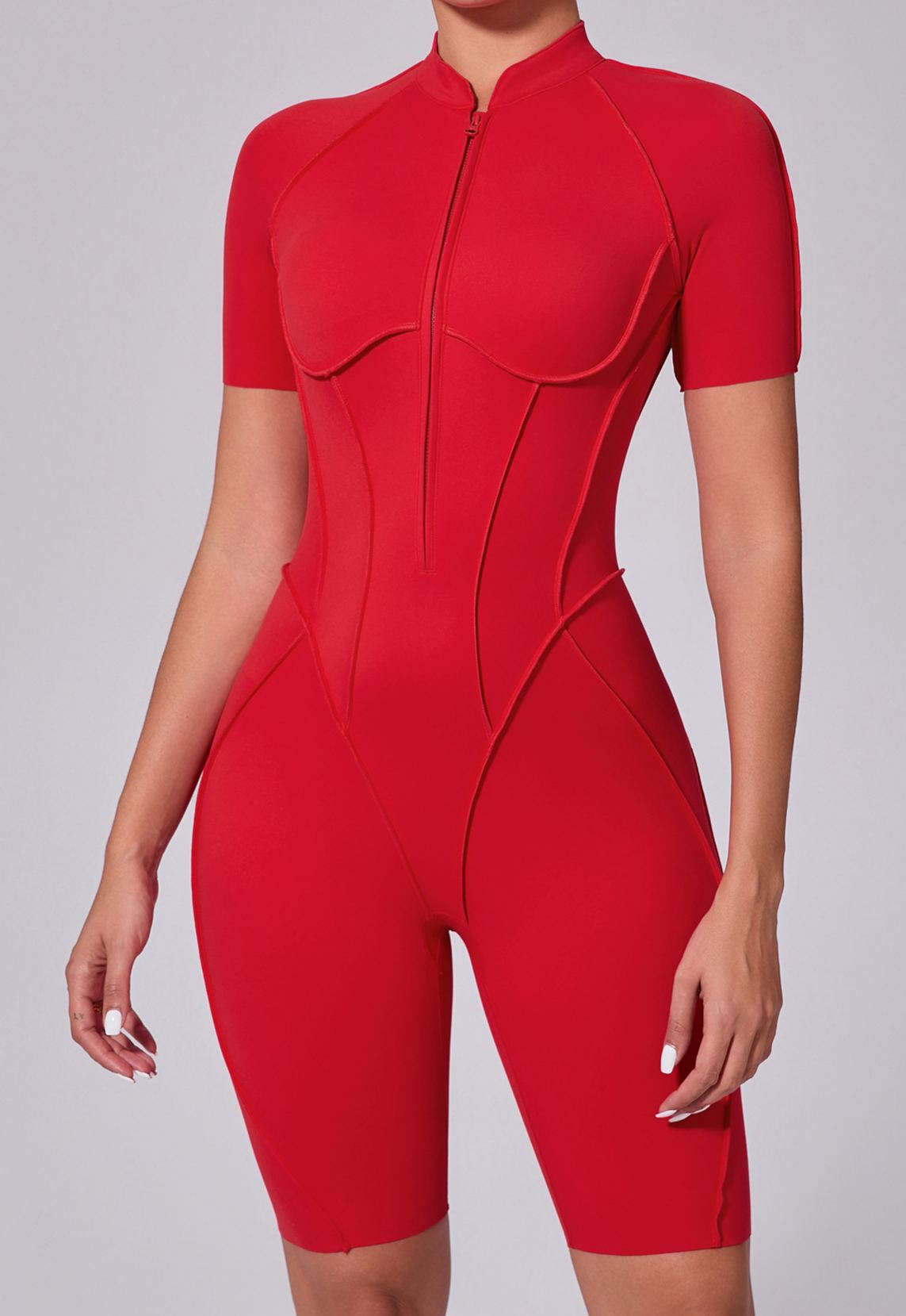 Vibecurve®Zippered short-sleeved outerwear fitness yoga jumpsuit