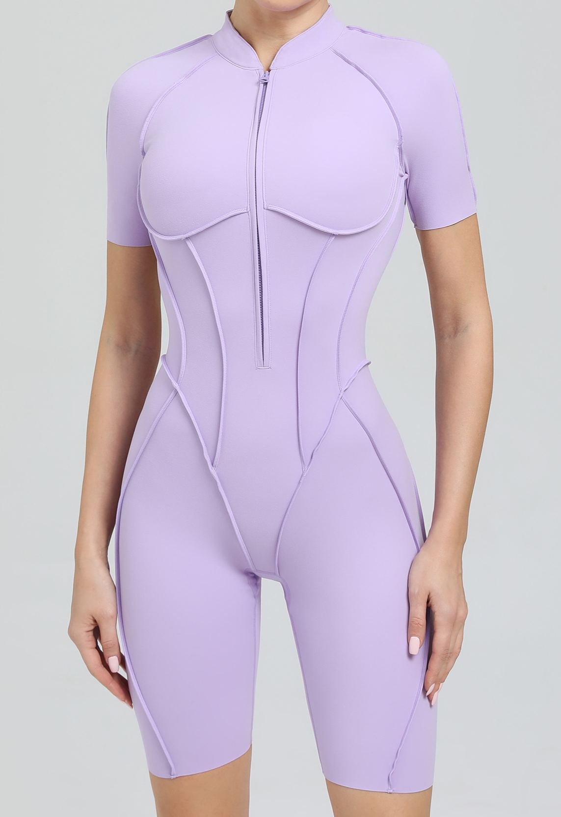 Vibecurve®Zippered short-sleeved outerwear fitness yoga jumpsuit