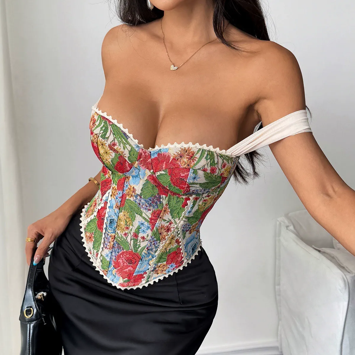 Vibecurve® Vintage French Jacquard Palace Style Wrap Corset