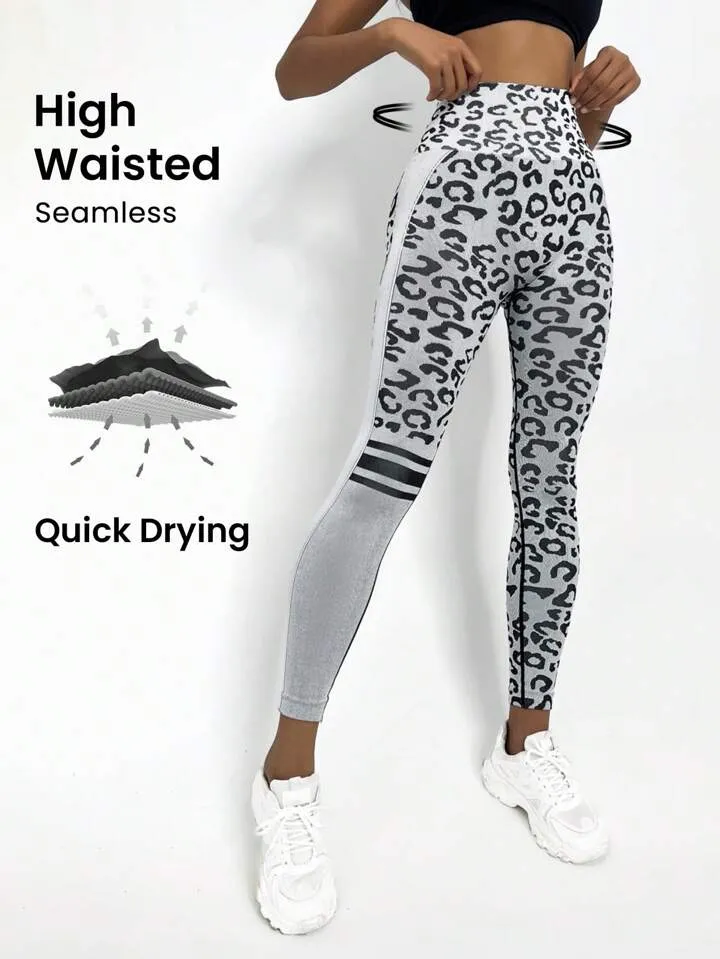 Vibecurve® Sport Studio Leopard Print Tummy Control Sports Leggings
