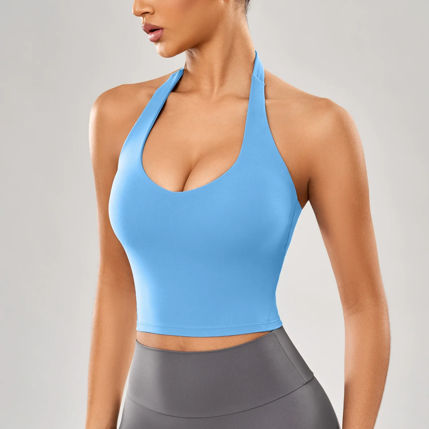 Vibecurve® Halter Neck Backless Seamless Sports Top Fitness Vest