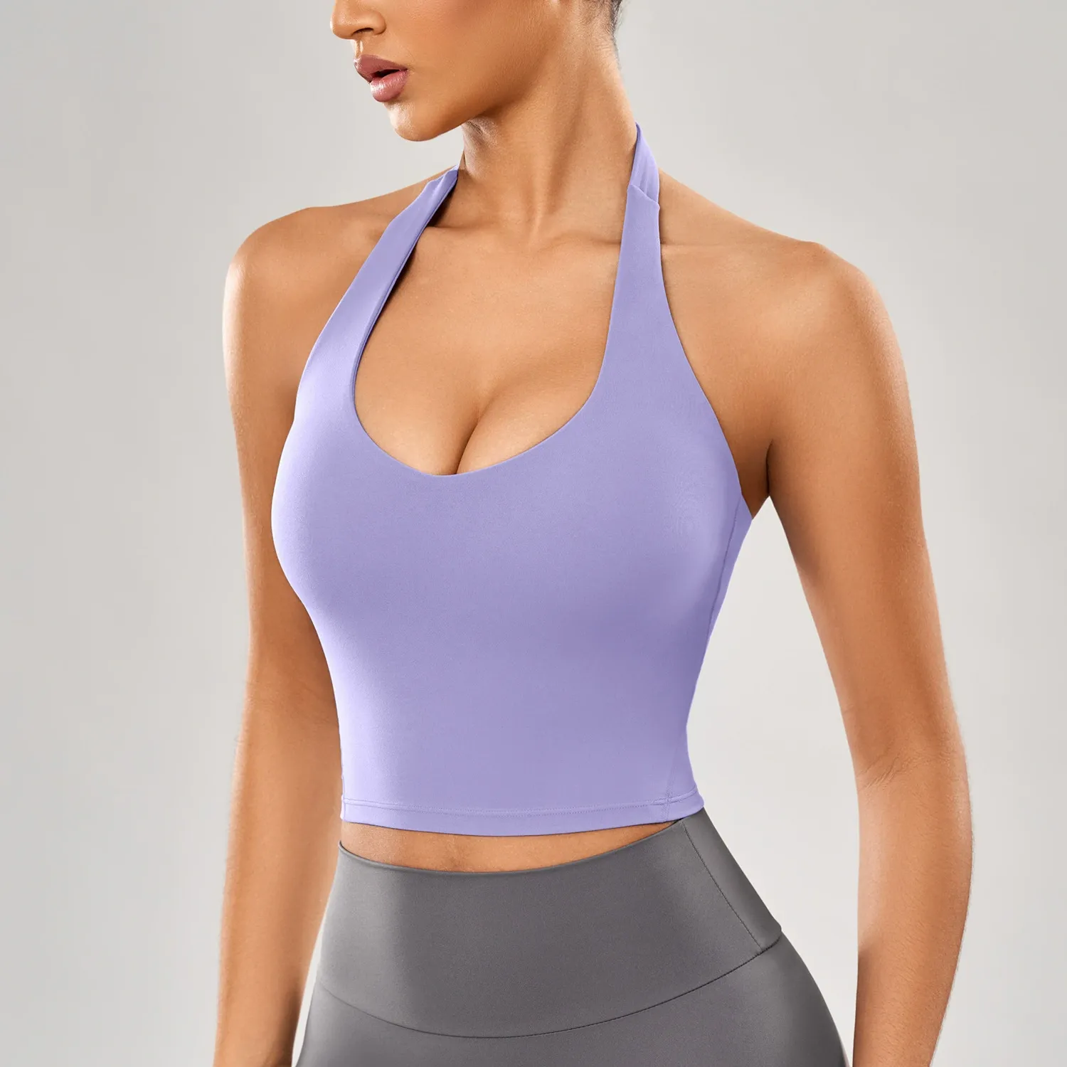 Vibecurve® Halter Neck Backless Seamless Sports Top Fitness Vest