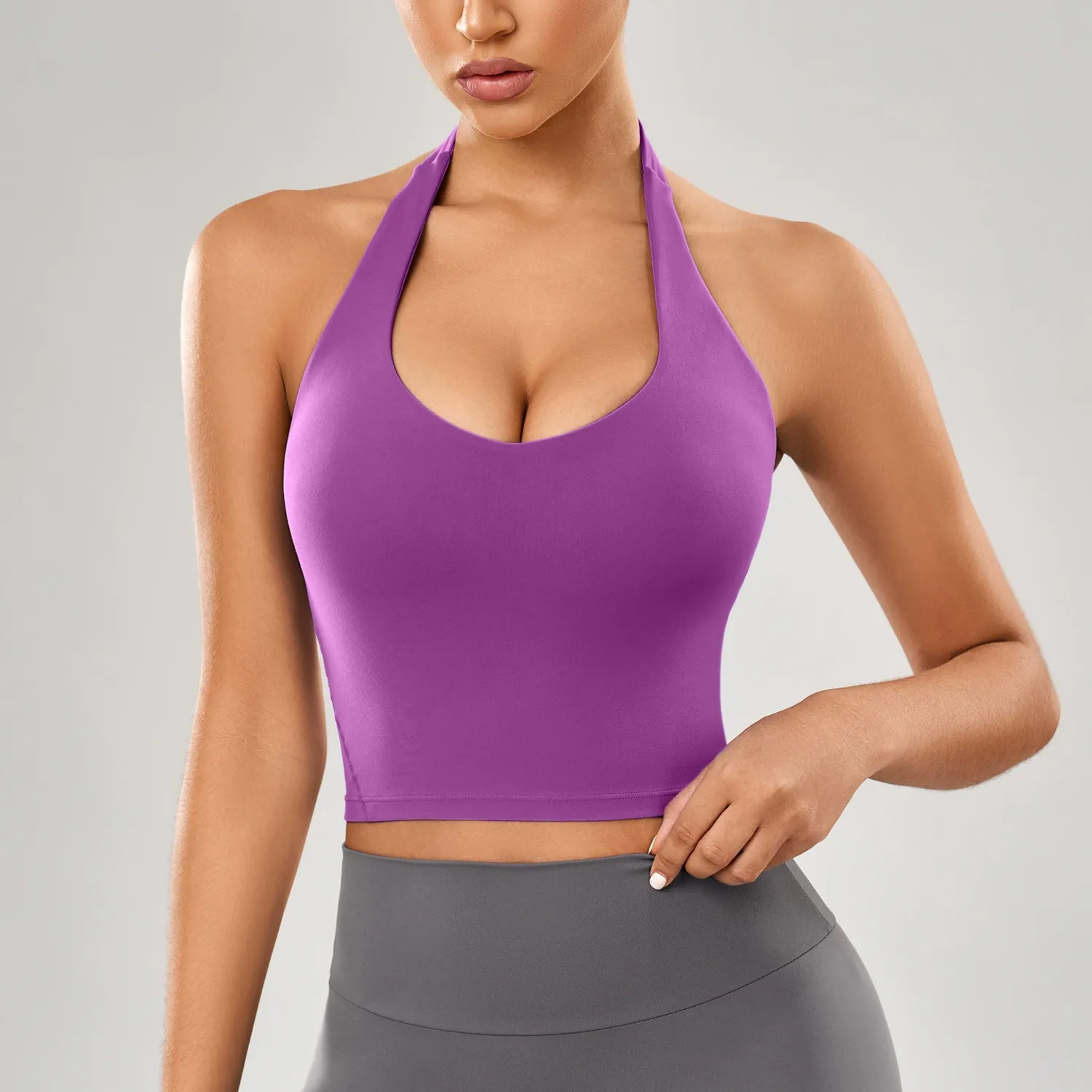 Vibecurve® Halter Neck Backless Seamless Sports Top Fitness Vest