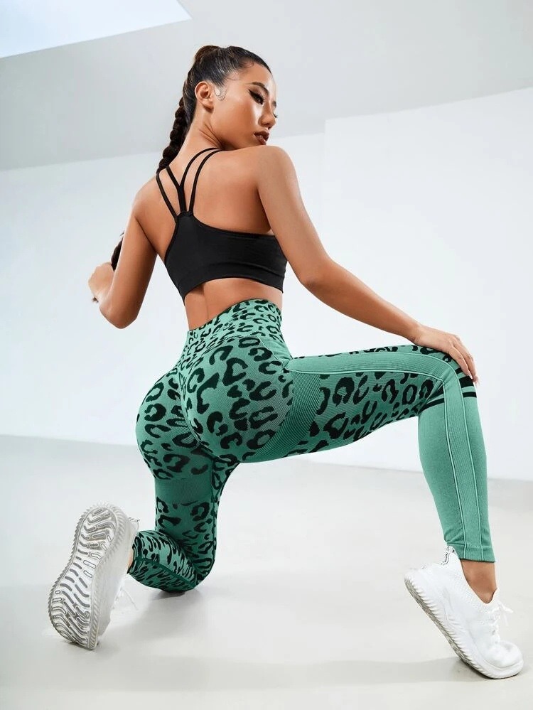 Vibecurve® Sport Studio Leopard Print Tummy Control Sports Leggings