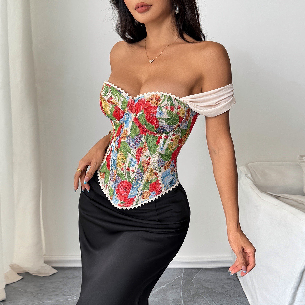 Vibecurve® Vintage French Jacquard Palace Style Wrap Corset