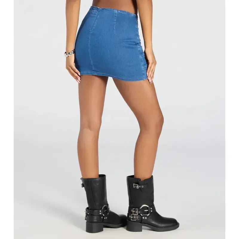 Vibecurve® Buckle Down High-Rise Denim Skort