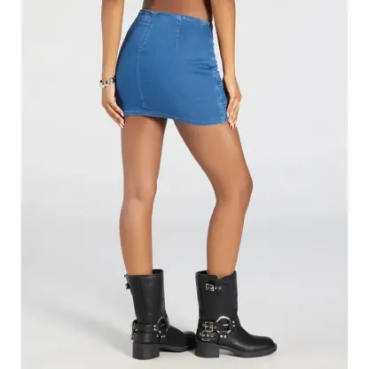 Vibecurve® Buckle Down High-Rise Denim Skort